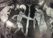 Greek vase painting of dancers